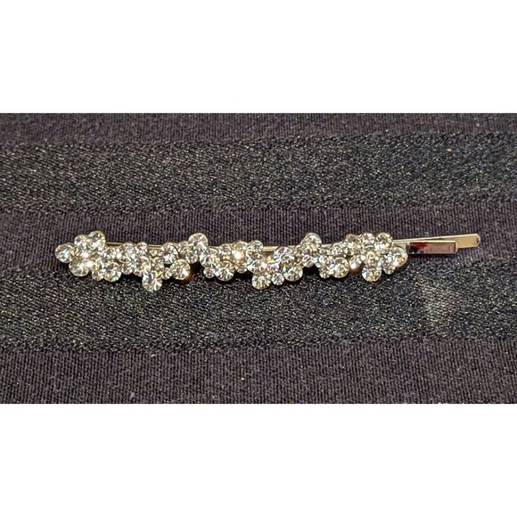 Elegant Rhinestone Floral Hair Clip  3.5 Inch Decorative Barrette - Picture 1 of 3